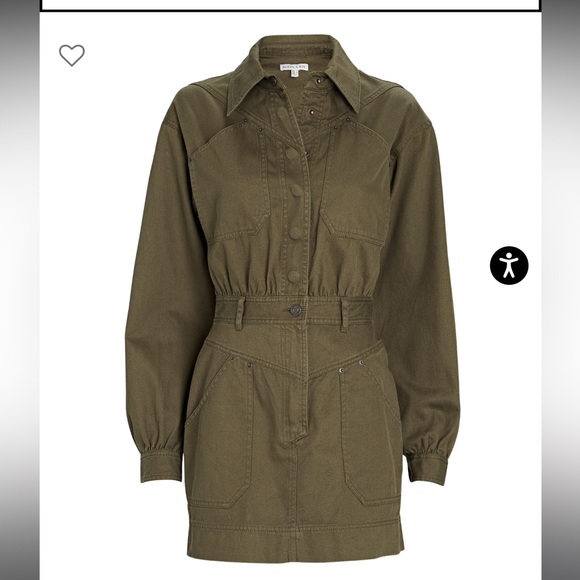 NWT Shona Joy Chiara Utility Mini Dress in Olive Green Army Color Size US 4 - Picture 3 of 10